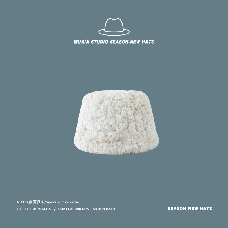 Mũ Xô Bucket Nữ Lông thỏ Giữ ấm Màu trơn Thu Đông Ulzzang Hàn Quốc Mũ Xô Bucket nữ Trơn Chất Dày dặn