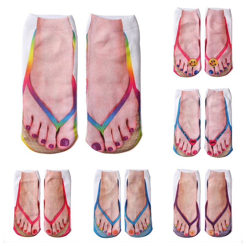 AOFEIQIKE 1 Đôi Tất Chân In Hình 3D Cá Tính Cho Nam Nữ