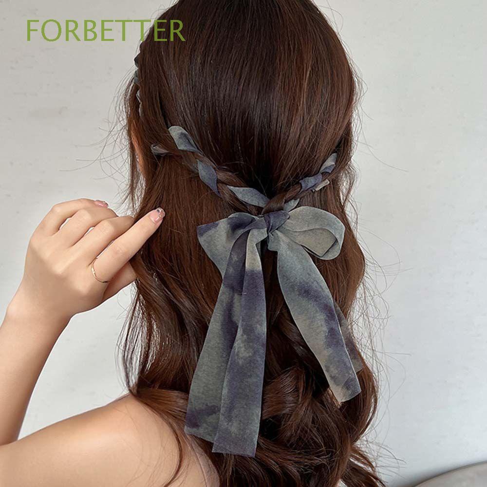 Băng Đô Cài Tóc Phối Dây Ruy Băng In Họa Tiết Dễ Thương Thời Trang Mùa Hè Cho Nữ|Băng Đô Lụa