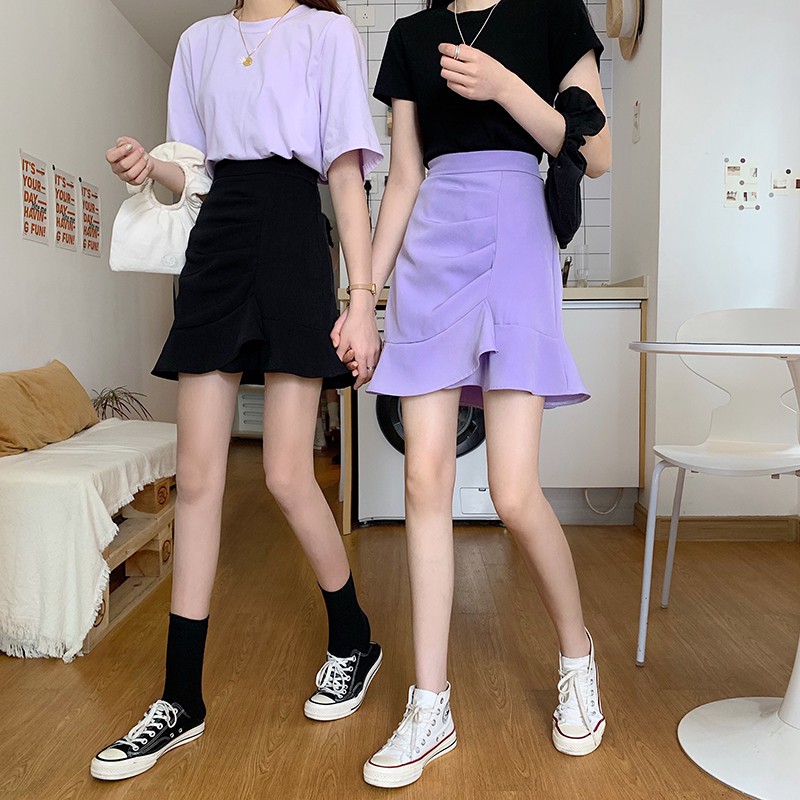 [Mã FAGREEN55 giảm tới 30K đơn 99K] Chân Váy Mini Lưng Cao Kiểu Đuôi Cá Lệch Tà Cá Tính Cho Nữ Xiaozhainv | BigBuy360 - bigbuy360.vn