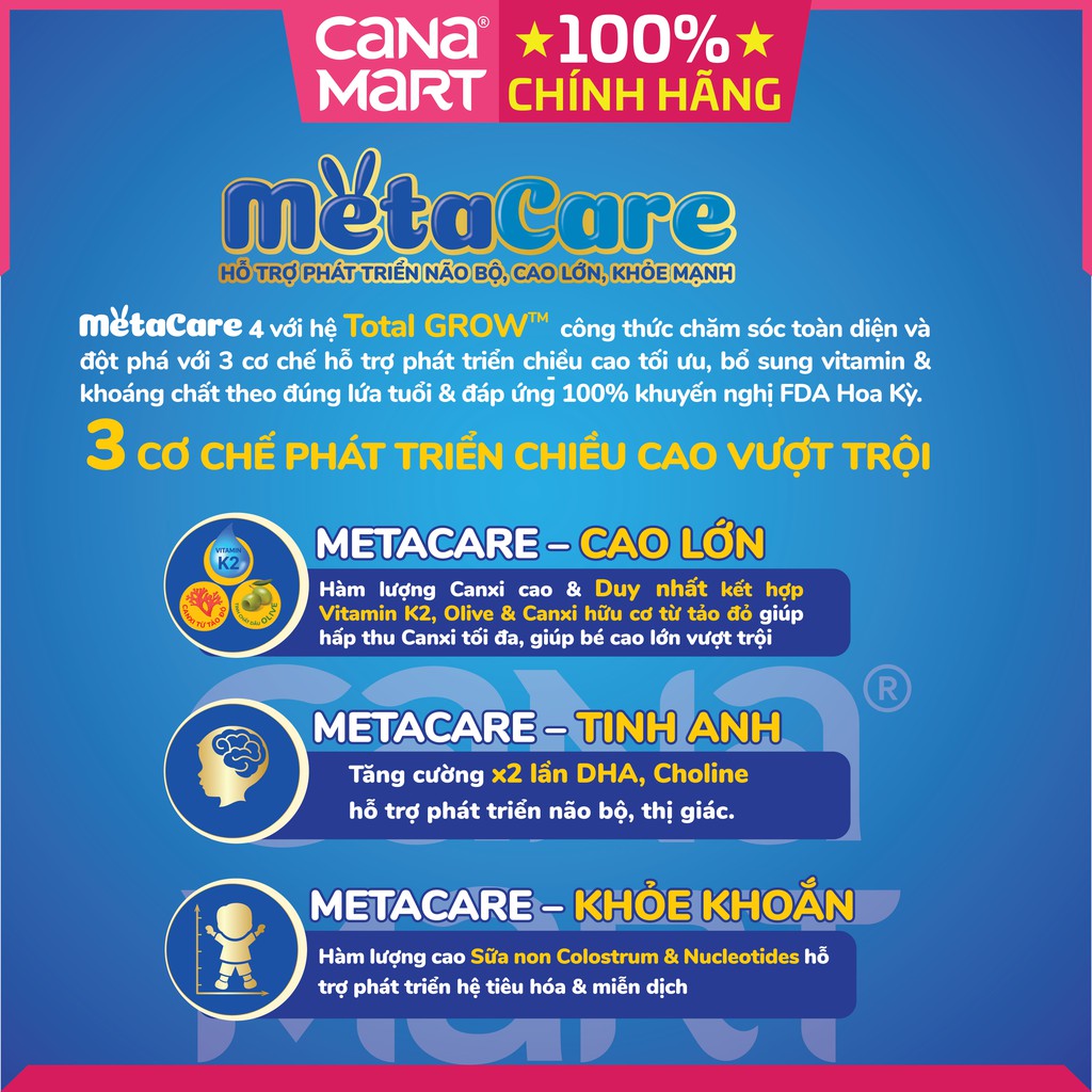 Sữa bột tốt cho bé Nutricare MetaCare 2 giúp phát triển chiều cao, trí não, Cải thiện tiêu hóa, miễn dịch (400g)