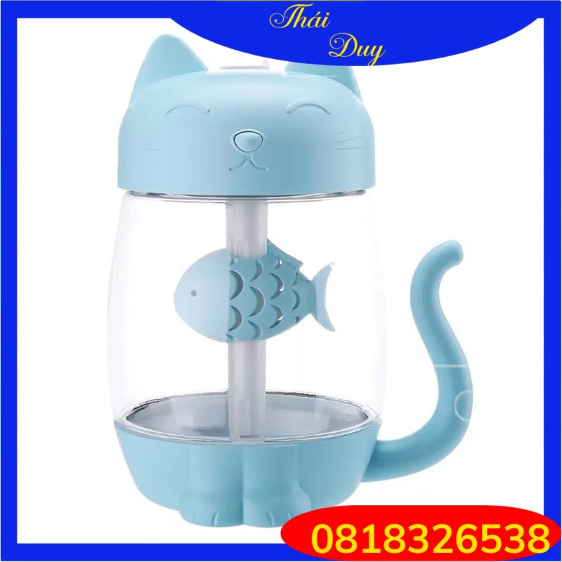 máy tạo ẩm không khí hình mèo xương cá có đèn dễ thương Tự động ngắt chế độ phun nước khi máy hết nước. Da không bị khô