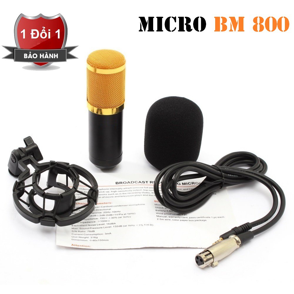 [Mã ELHACE giảm 4% đơn 300K] Micro thu âm karaoke/livestream BM 800 - Mic chuyên dụng thu âm BM800