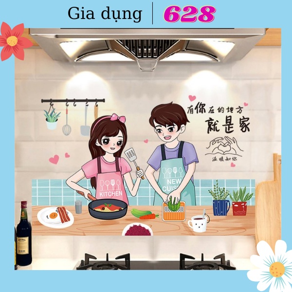 Giấy Dán Tường Bếp Cách Nhiệt Chống Dầu Mỡ, Chịu Nhiệt - Decal Dán Bếp 3D Họa Tiết (90x60cm)