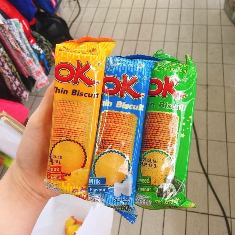 Bánh quy Thái Lan OK 360gr, hình đồng tiền 1 bịch 12 gói nhỏ, bánh có 3 vị | BigBuy360 - bigbuy360.vn