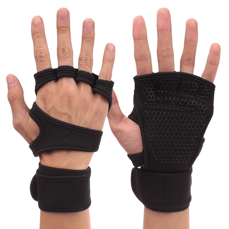 Set 2 Găng Tay Nửa Ngón Chống Trượt Co Giãn Hỗ Trợ Nâng Tạ / Tập Thể Hình