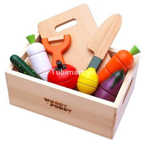 Bộ Cắt Hoa Quả Bằng Gỗ Tự Nhiên Hàng Xuất Nhật - Woody Toy