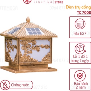 Đèn trụ cổng năng lượng mặt trời cỡ 250mm hình Cây Tùng TC 7008