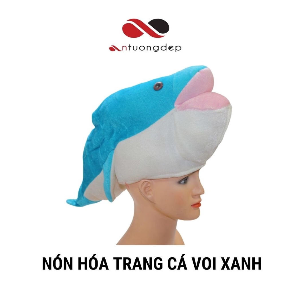 Nón Đội Đầu Hình Cá Voi Xanh - Mũ Hóa Trang Hình Động Vật