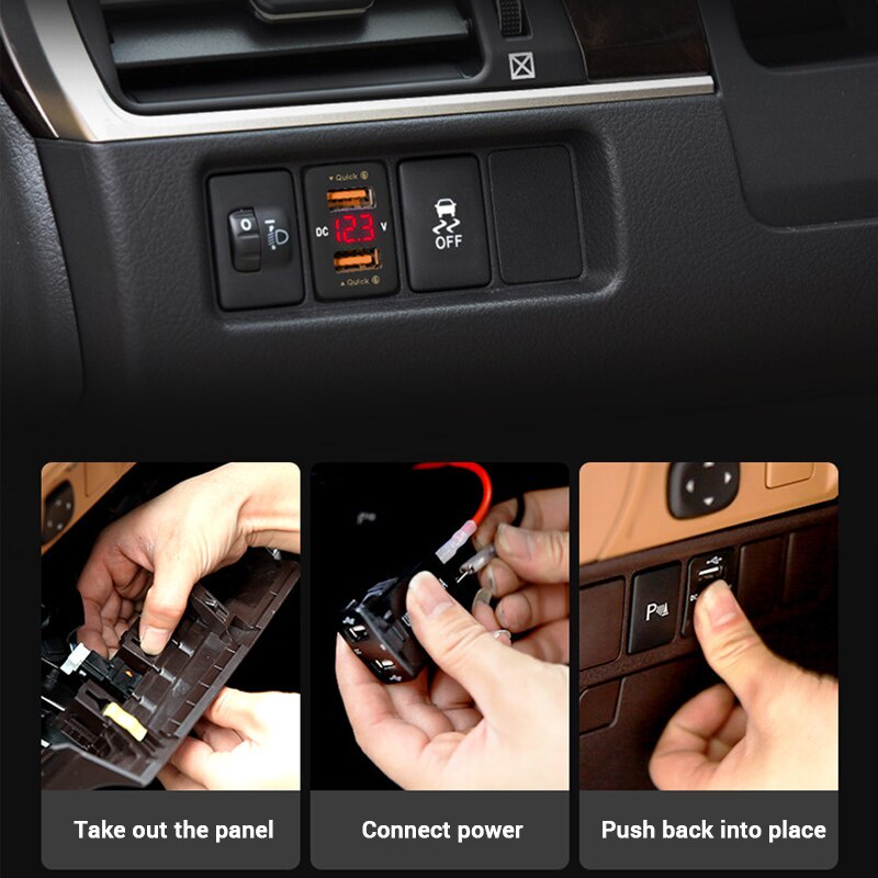 Bộ sạc ô tô USB kép SEAMETAL QC3.0 36W sạc nhanh cho dòng xe Toyota vôn kế DC 12V / 24V