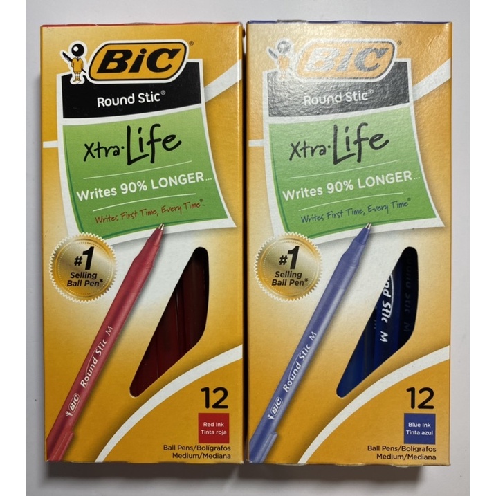 Bút bi BIC Round Stic Xtra Life Xanh , Đỏ