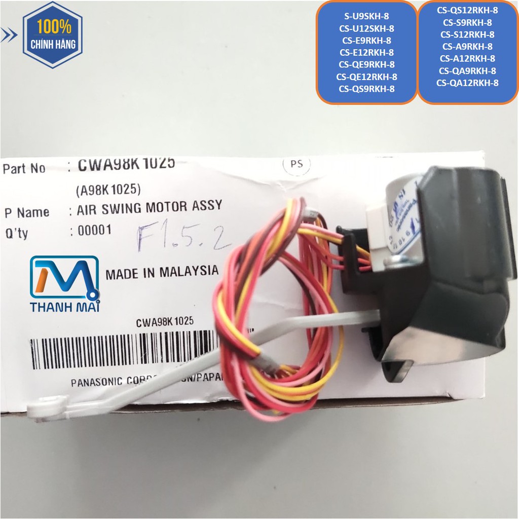 Motor đảo gió (trái phải) Máy lạnh Panasonic  CS-U9SKH-8 // U12SKH-8 // E9RKH-8 // E12RKH-8 // QE9RKH-8 // QS9RKH-8