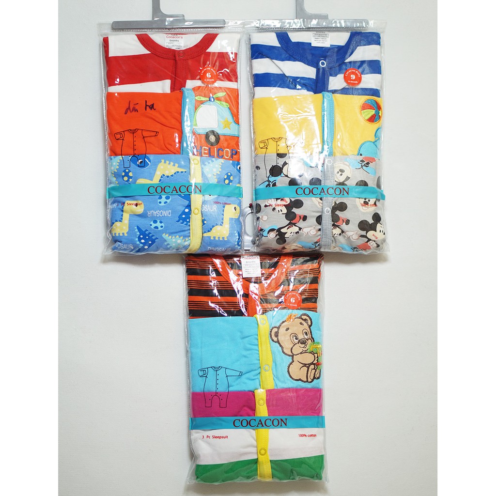 Set 3 body tay dài quần dài xinh xắn và ấm áp cho bé trai