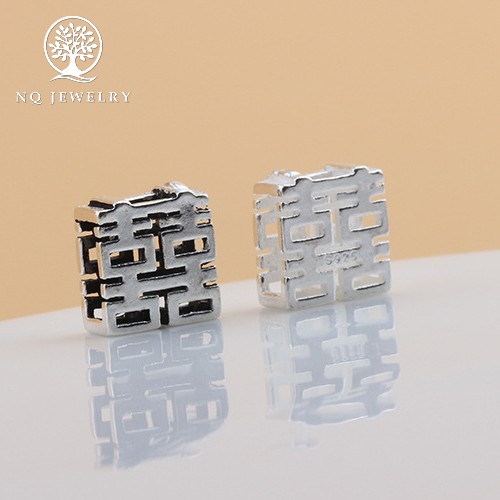 Charm bạc song hỷ xỏ ngang - NQ Jewelry