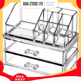Kệ đựng son, mỹ phẩm có ngăn kéo cao cấp - kệ mỹ phẩm 3 tầng