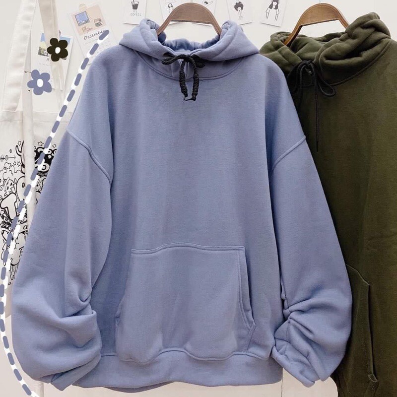 Áo Hoodie Trơn Nỉ Lót Bông Xám Xanh Unisex | BigBuy360 - bigbuy360.vn