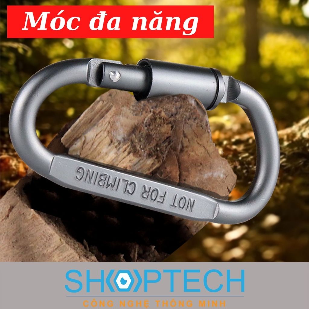 Móc khóa đa năng đi phượt độc lạ hợp kim nhôm, treo chìa khóa, bao lô, võng giá rẻ Carabiner Chữ D Khoá Xoay 8cm