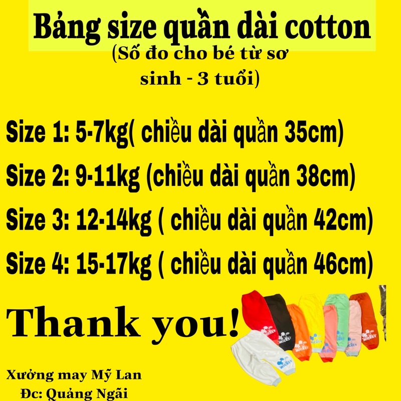 Sét 10 Quần dài in micky cho bé