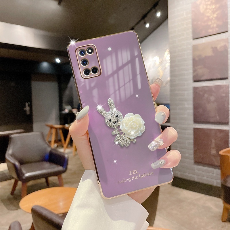 Ốp Điện Thoại Viền Vuông Mềm Trang Trí Hình Thỏ Sang Trọng Cho Samsung Galaxy A24 4G A14 4G 5G LTE