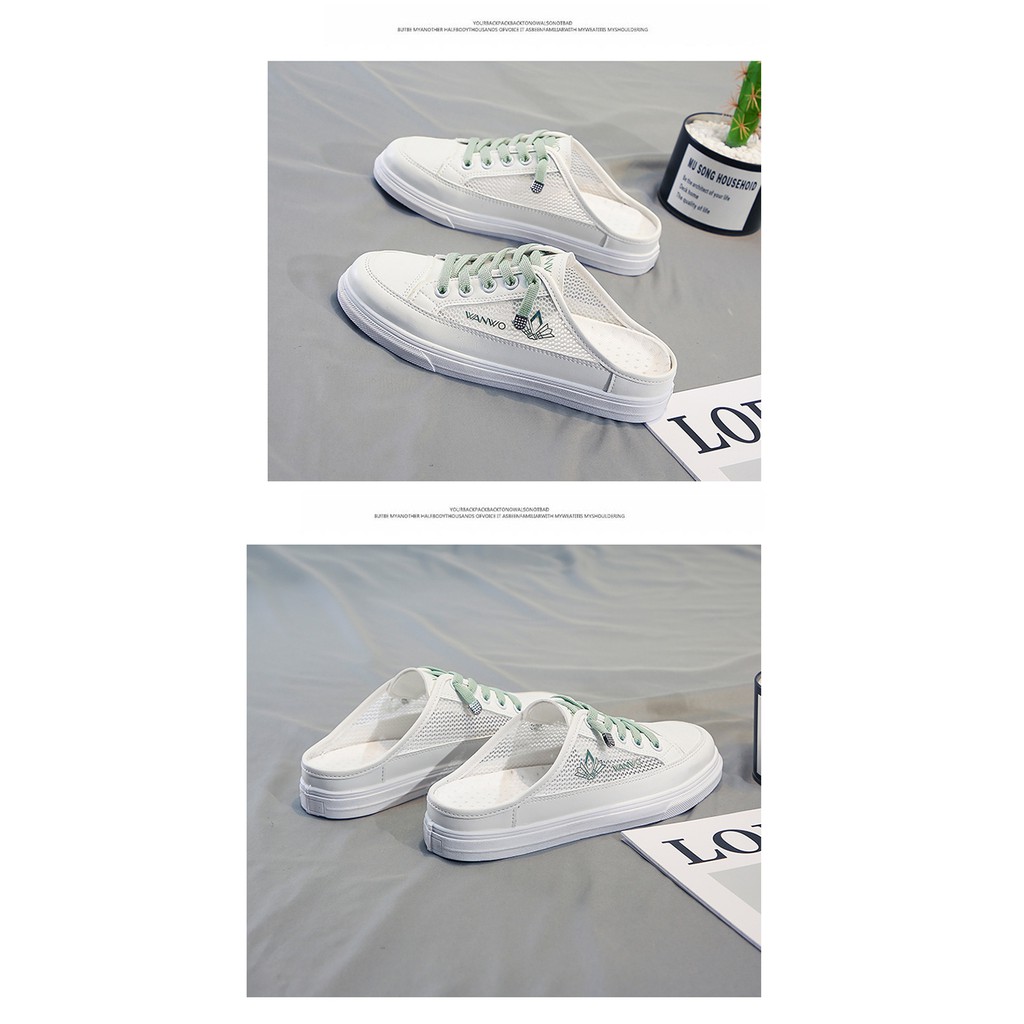 Giày Sục Nữ Lưới Slip On Đế Bệt 3P