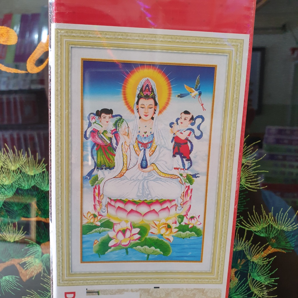 Tranh Đính Đá QUAN ÂM BỒ TÁT (ĐÁ ABC CAO CẤP). Kích Thước: 96cm x 65cm