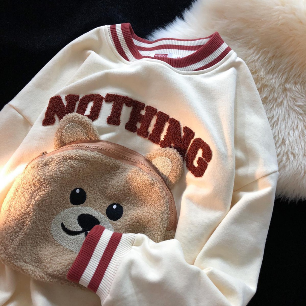 Áo Sweatshirt Thiết Kế Hình Gấu Nhỏ Phong Cách Đường Phố Cá Tính Cho Nữ 2021