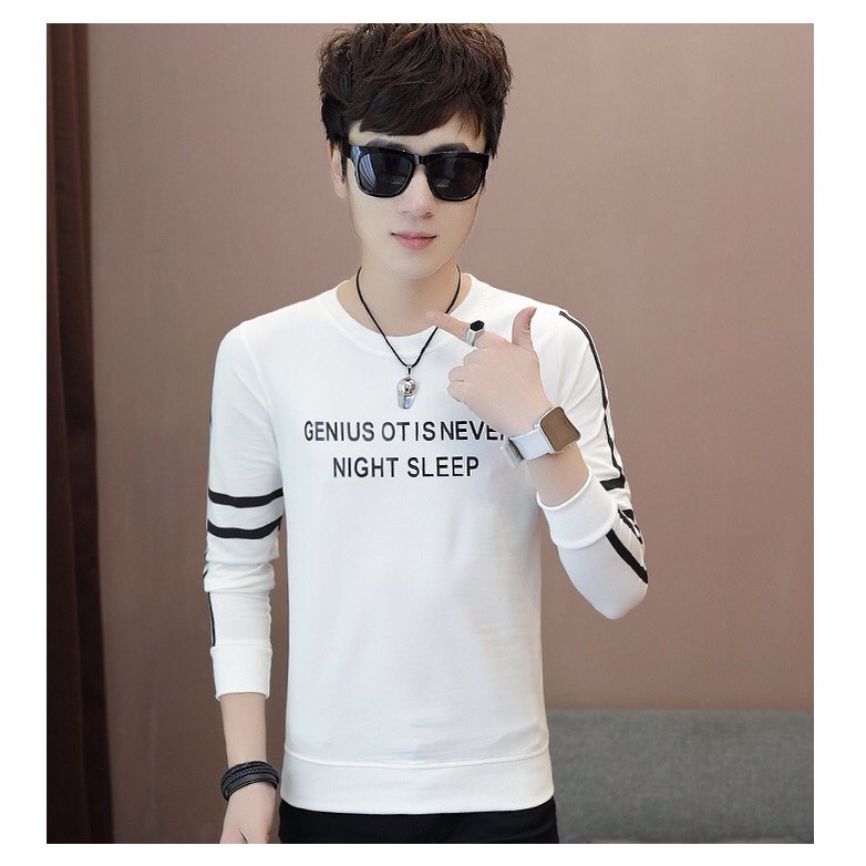 Áo Thun Nam Dài Tay Cổ Tròn In Chữ AT03