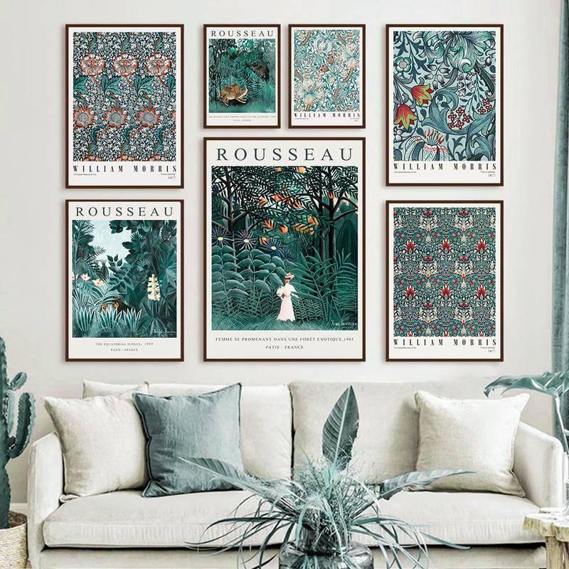 Tranh Vải Bạt Treo Tường In Hình Sư Tử / Hoa / Khỉ William Morris Trang Trí Nhà Cửa