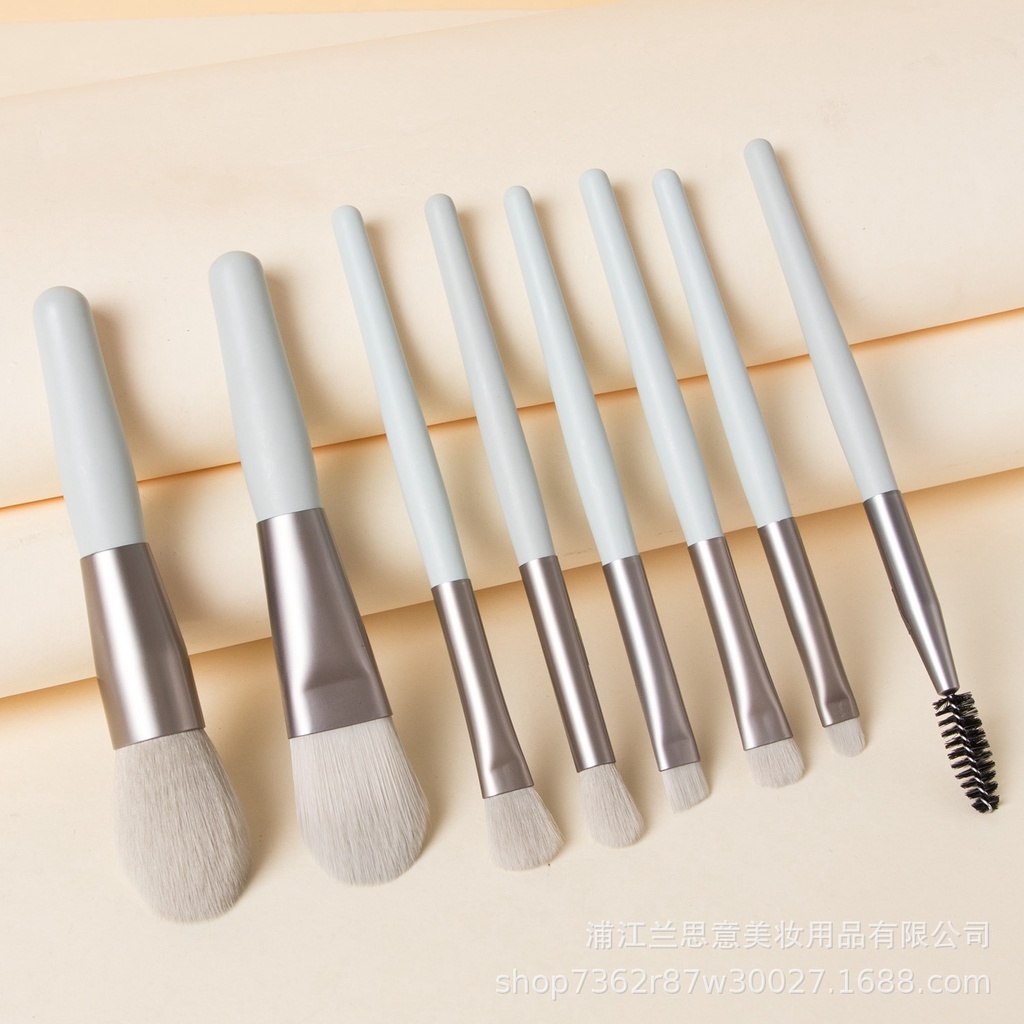 Bộ cọ trang điểm size nhỏ 8 món kèm túi da màu pastel M8030 - Hàng nội địa Trung