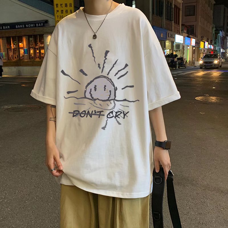 Áo Thun Dáng Rộng In Chữ Phong Cách Hip Hop Đường Phố Hàn Quốc Thời Trang Mùa Hè Cho Nam Và Nữ [M-8XL]