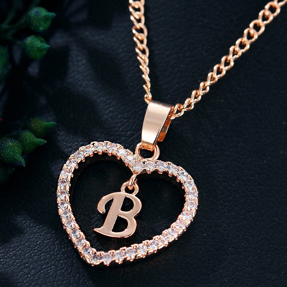 Dây chuyền mặt hình trái tim phối chữ A-R thời trang cho nữ