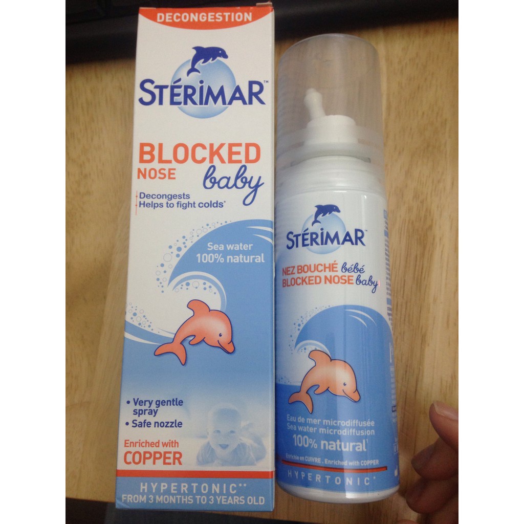 Xịt muối biển cá heo Sterimar màu cam 100ml của Pháp