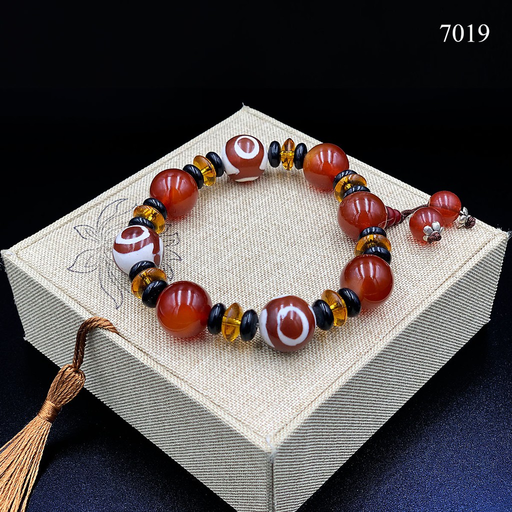 Vòng Tay Lu Thống - Dzi Đá MN 7019 - Bùa Hộ Mệnh Bảo Vệ