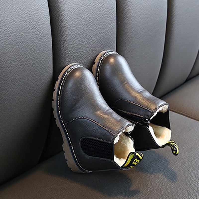 Giày bốt đế mềm chống thấm nước màu trơn phong cách Hàn Quốc cho bé