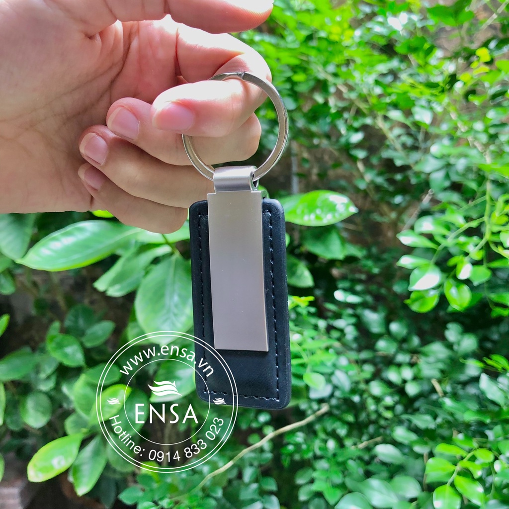 Móc khoá da và kim loại khắc tên/logo theo yêu cầu