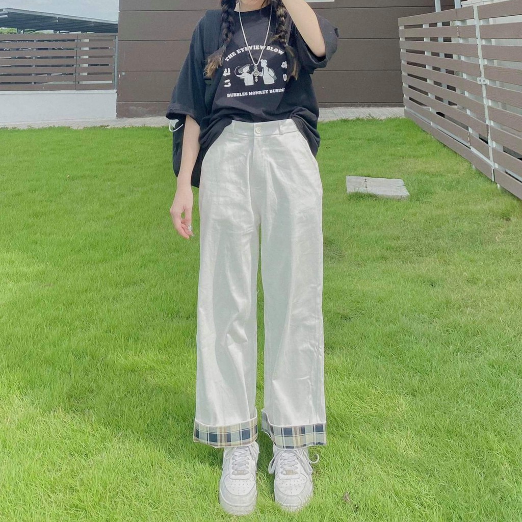 Quần Kaki TOGO PANTS Phối Line Caro Ống Suông Ulzzang Unisex