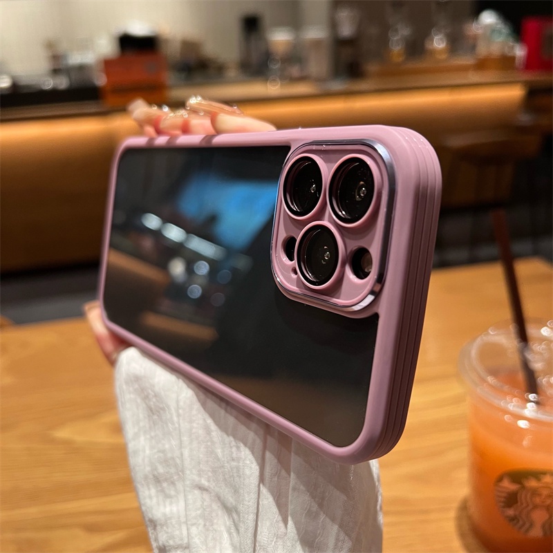 Ốp Điện Thoại Trong Suốt Đơn Giản Sang Trọng Với Miếng Dán Bảo Vệ Ống Kính Máy Ảnh Cho iPhone 11 12 Pro Max 13 Pro Max