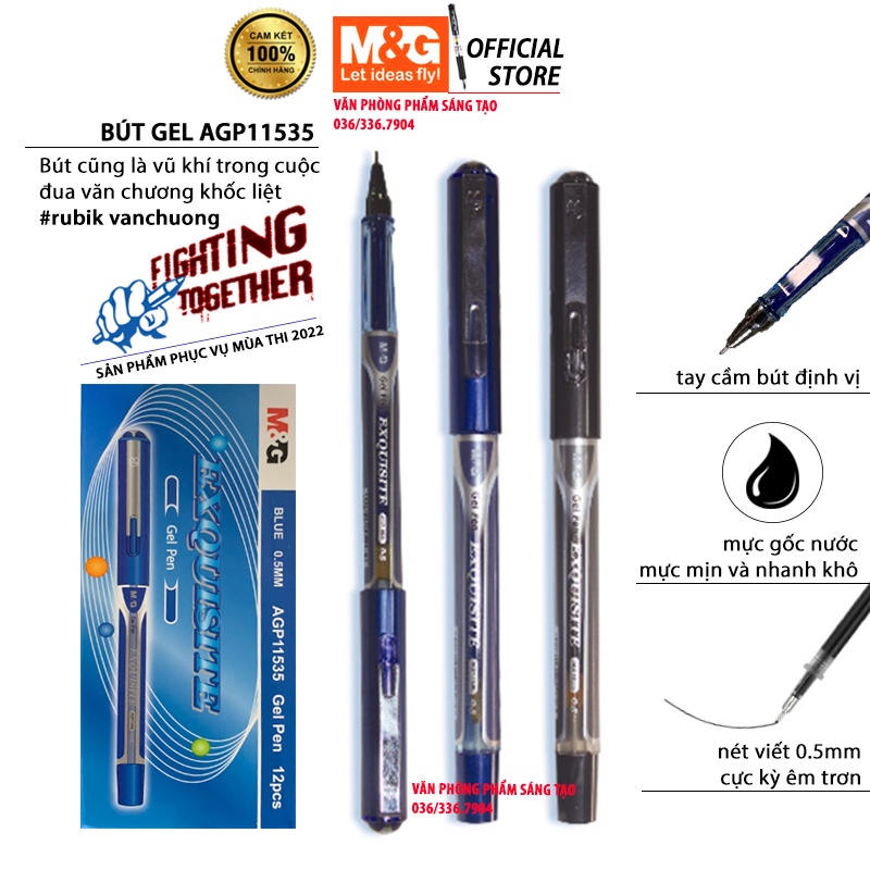 Bút bi mực nước rubik văn chương sử dụng AGP 11535 nét nhỏ 0.5 viết cực kỳ êm trơn mực mịn và nhanh khô VPP SÁNG TẠO
