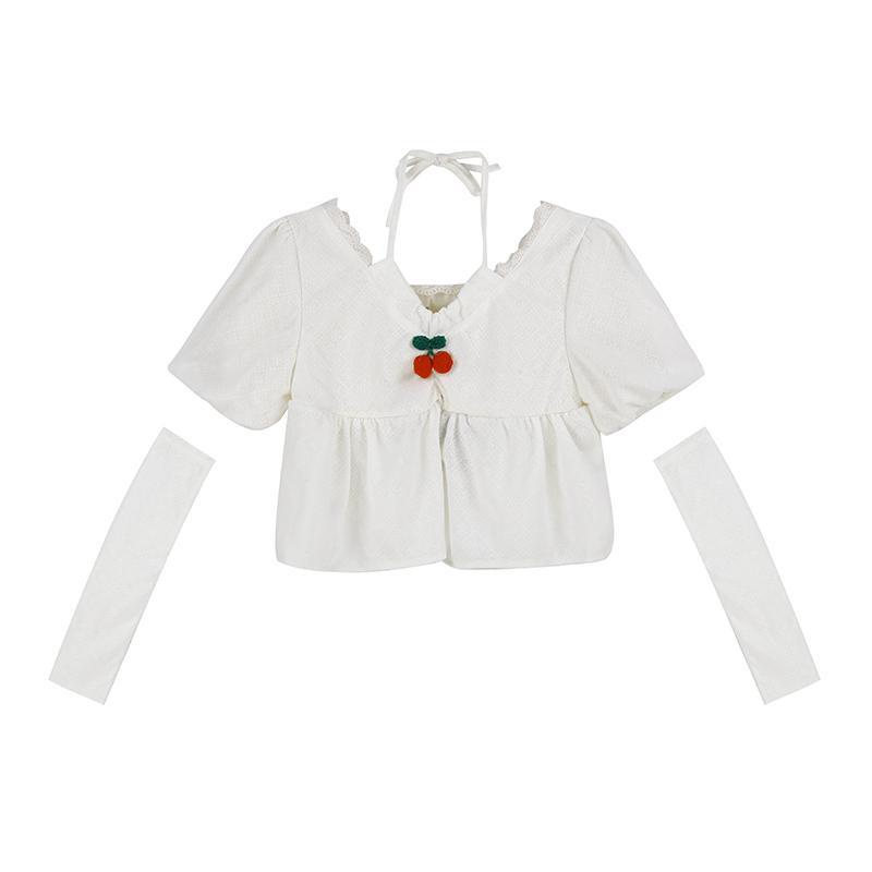Áo Croptop Tay Phồng Thiết Kế Mới Ngọt Ngào Thời Trang Mùa Hè Dành Cho Nữ