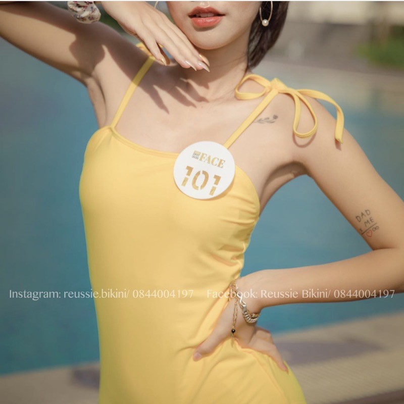 B𝑹𝑬𝑼𝑺𝑺𝑰𝑬 𝑩𝑰𝑲𝑰𝑵𝑰 Đồ bơi liền một mảnh hai dây vàng phong cách Hàn Quốc #rsbkn106