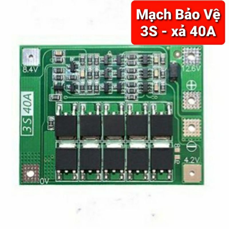 Achun.vn - MẠCH BẢO VỆ PIN 3S-12.6V XẢ 40A/50A/65A CÓ NGẮT QUÁ DÒNG VÀ XẢ QUÁ MỨC