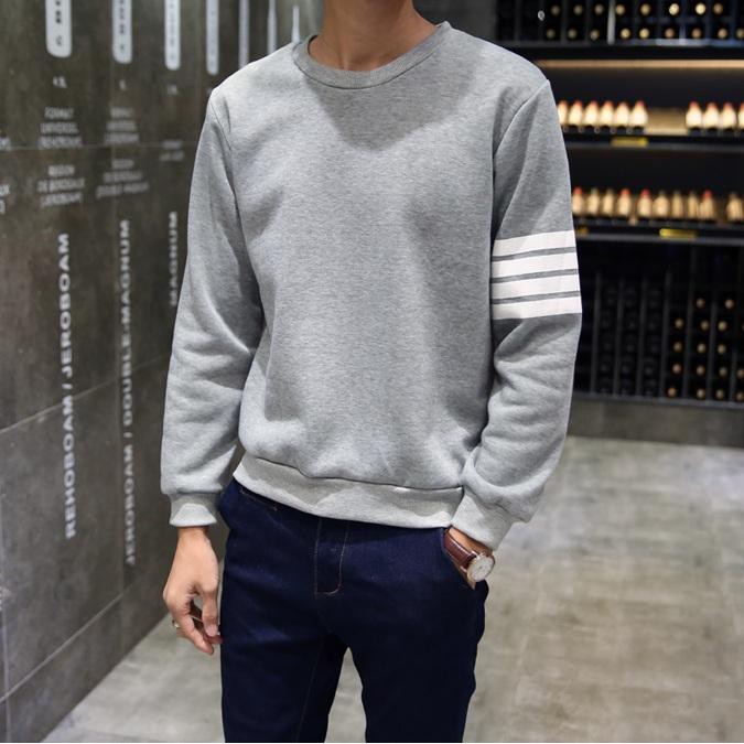 Áo nỉ nam trơn cổ tròn dài tay thu đông ấm áp ❤️KINGSPORT❤️ Áo nỉ nam trơn sweater phong cách hàn quốc 4 vạch cánh tay