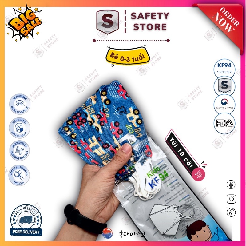 Khẩu trang cho bé KF94 - 4D chuẩn hàn quốc - Set 10 cái - Bao ZIP màu xịn sò