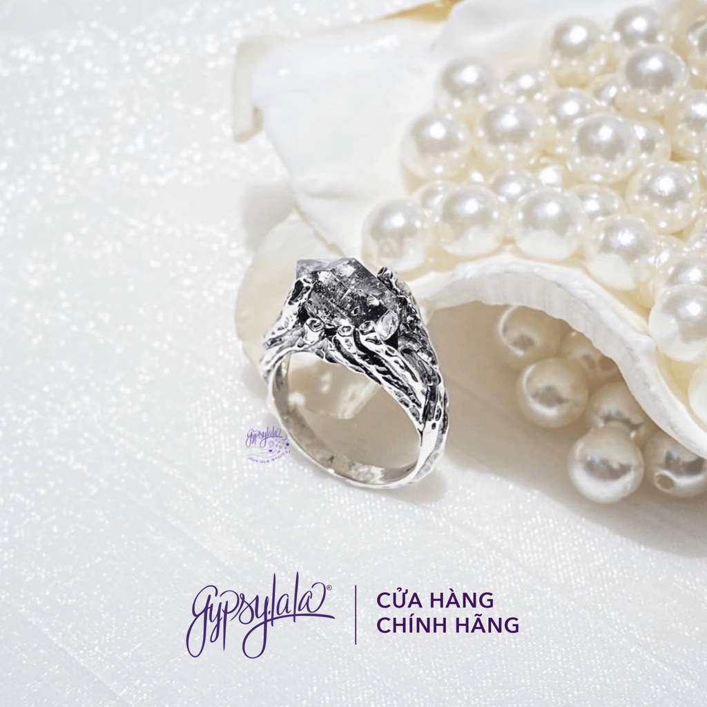 Nhẫn Bạc Đá Kim Cương Thô Herkimer Thiên Nhiên May Mắn Không Kị Mệnh NBF410KCHKM Gypsy.lala
