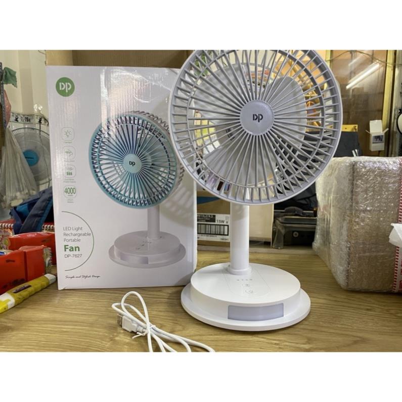 QUẠT SẠC TÍCH ĐIỆN CÓ ĐÈN LED DP-7626-7627