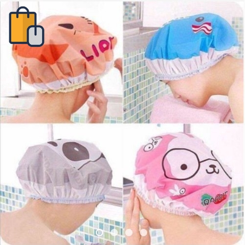 Mũ Trùm Tóc Chống Thấm Nước Họa Tiết Hoạt Hình Đáng Yêu Dùng Khi Tắm