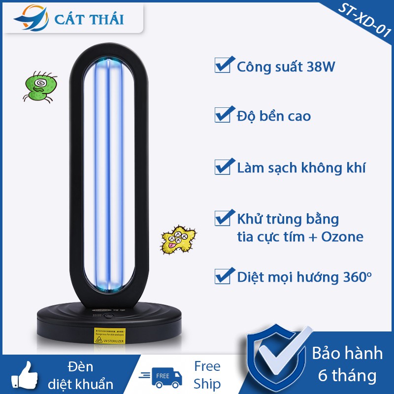 Đèn diệt khuẩn khử trùng chống virus 38W Cát Thái ST-XD Tia cực tím UV+Ozone Diệt virus làm sạch không khí