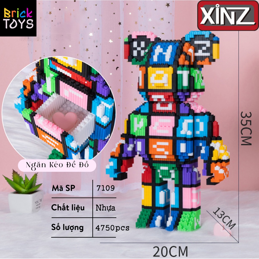 Đồ Chơi Bearbrick Lego Lắp Ráp Mô Hình 3D 35cm No.7109 Brick Toys