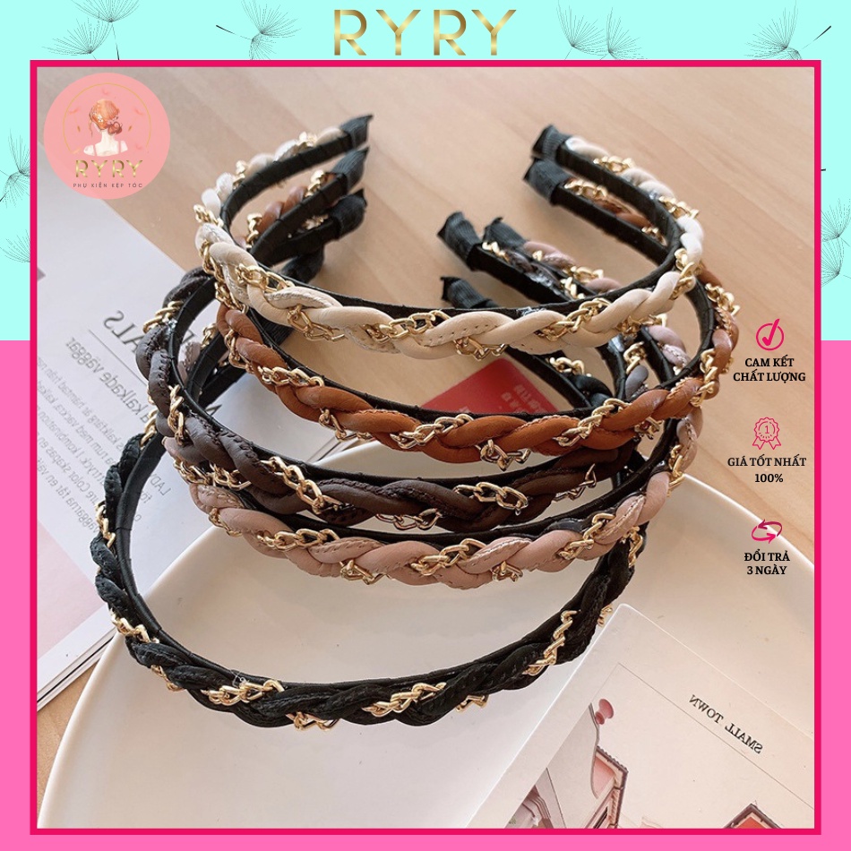 Cài Tóc Đan Xoắn Vải Da Xinh Xắn Phong Cách Hàn Quốc Cho Nữ