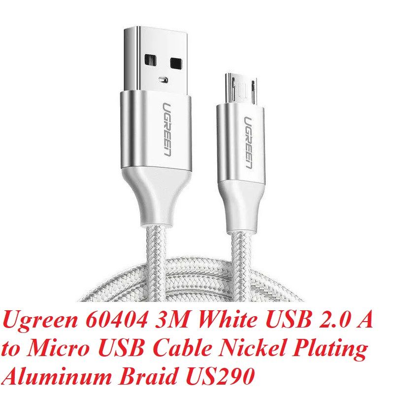 Ugreen 60404 3M QC3.0 màu trắng cáp Micro sang USB 2.0 sạc và truyền dữ liệu từ máy tính ra điện thoại US290